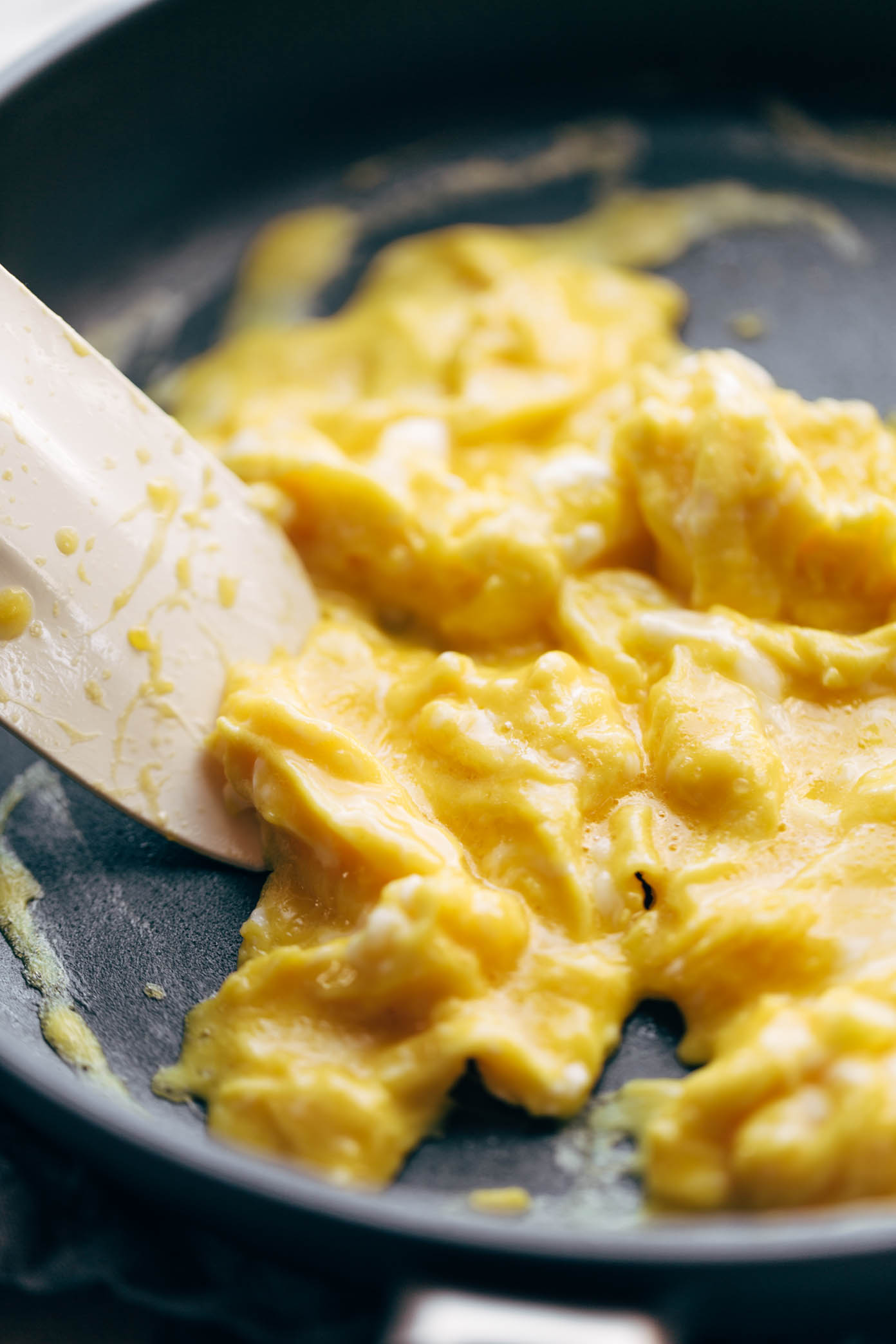 The absolute best soft scrambled eggs of my life! No strange ingredients or methods - just five quick and easy secrets to the best scrambled eggs of your life. | pinchofyum.com
